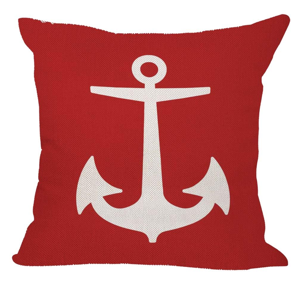 Orythyra White Anchor Throw Pillow Case Cushion Cover Linen Pillowcases Pillow Cover Living Room Couch Bed Sofa Car Waist Cushion Cover Farmhouse 45X45 CM — image 1