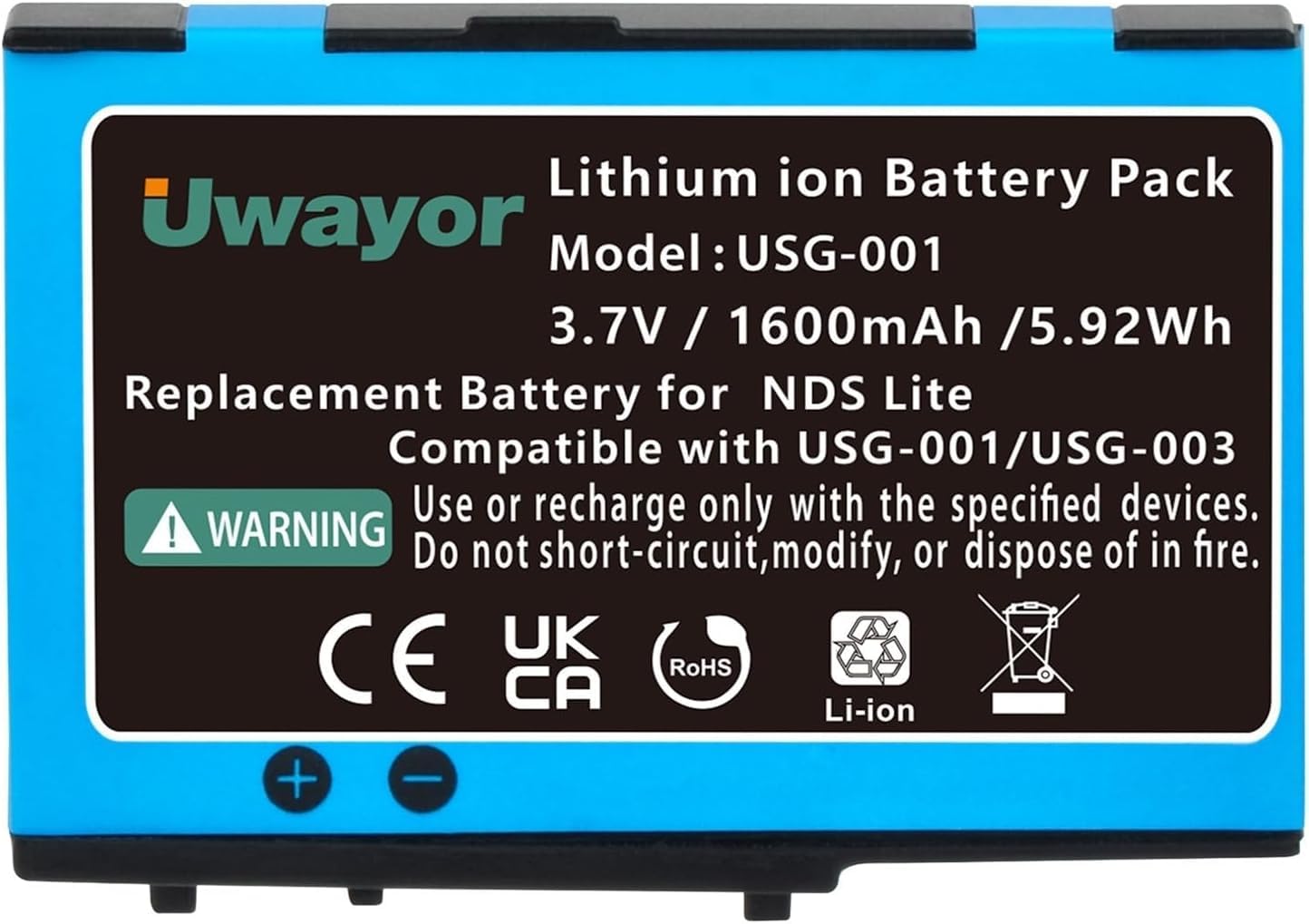DS Lite - Batería recargable de iones de litio para consola de juegos Nintendo DS Lite (1600 mAh, los colores nuevos y antiguos se envían al azar)