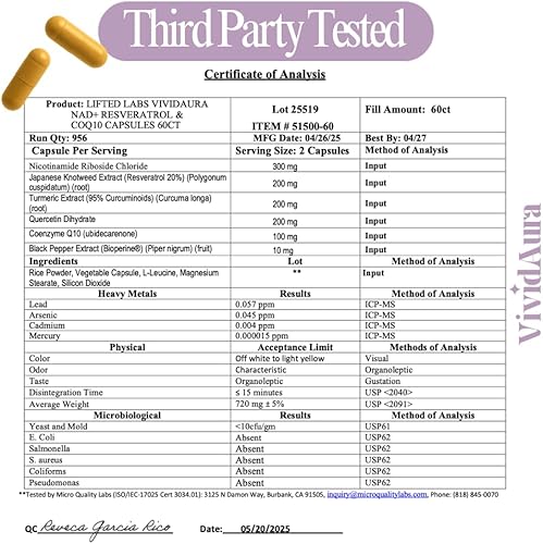 Miniatura 9 de Suplemento NAD+ para mujeres  Fórmula Radiance con resveratrol, CoQ10, cúrcuma y bioperina  Suplemento de renovación celular para mujeres