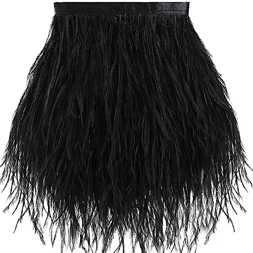 Soarer Black Ostrich Feather Trim - 2Yards 5-7inch...