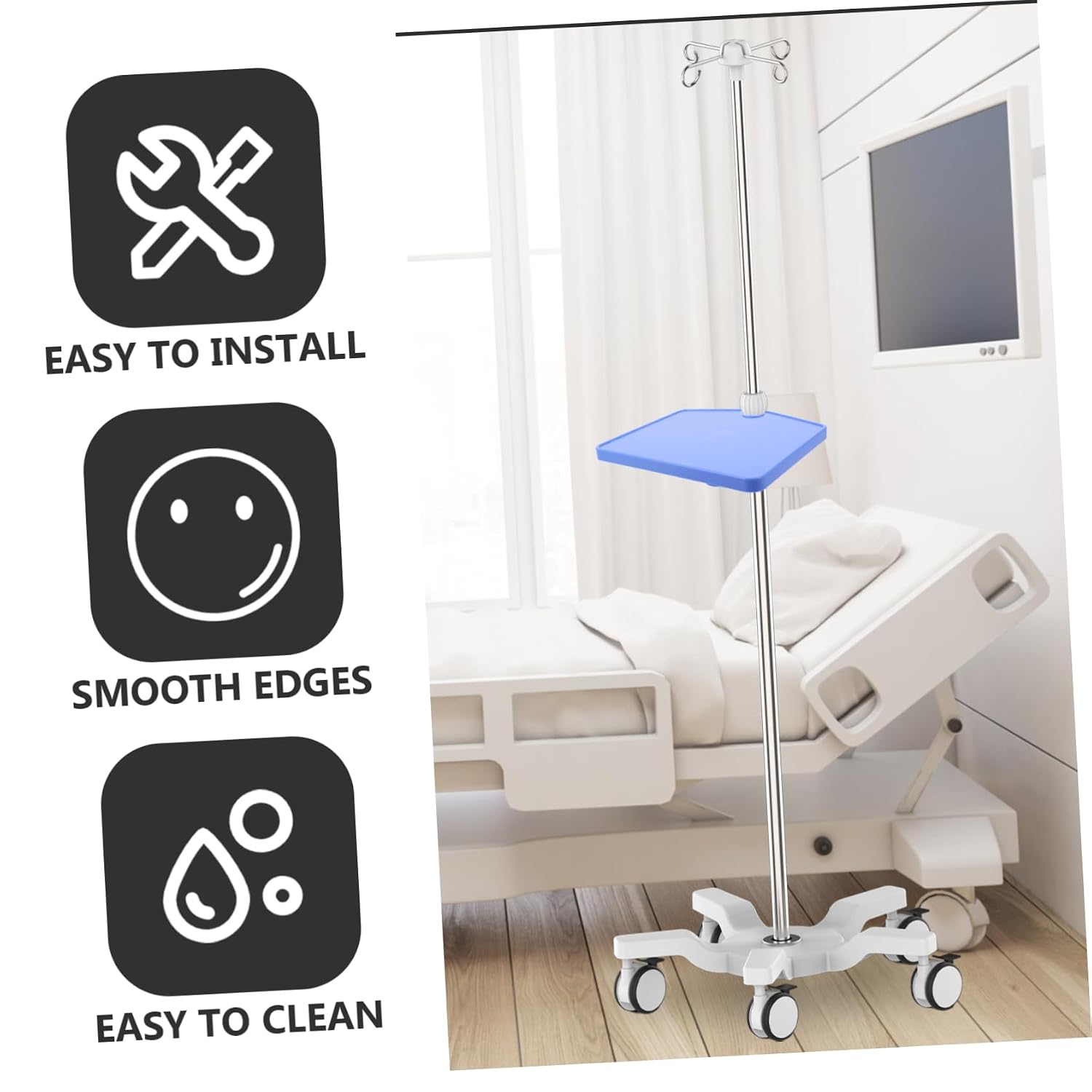 IV Stand Accessories Infusion Tray Holder for Drip Bags Compatible Poles Sturdy Plastic Platform for Hospital and Home Use Essential Nursing Equipment