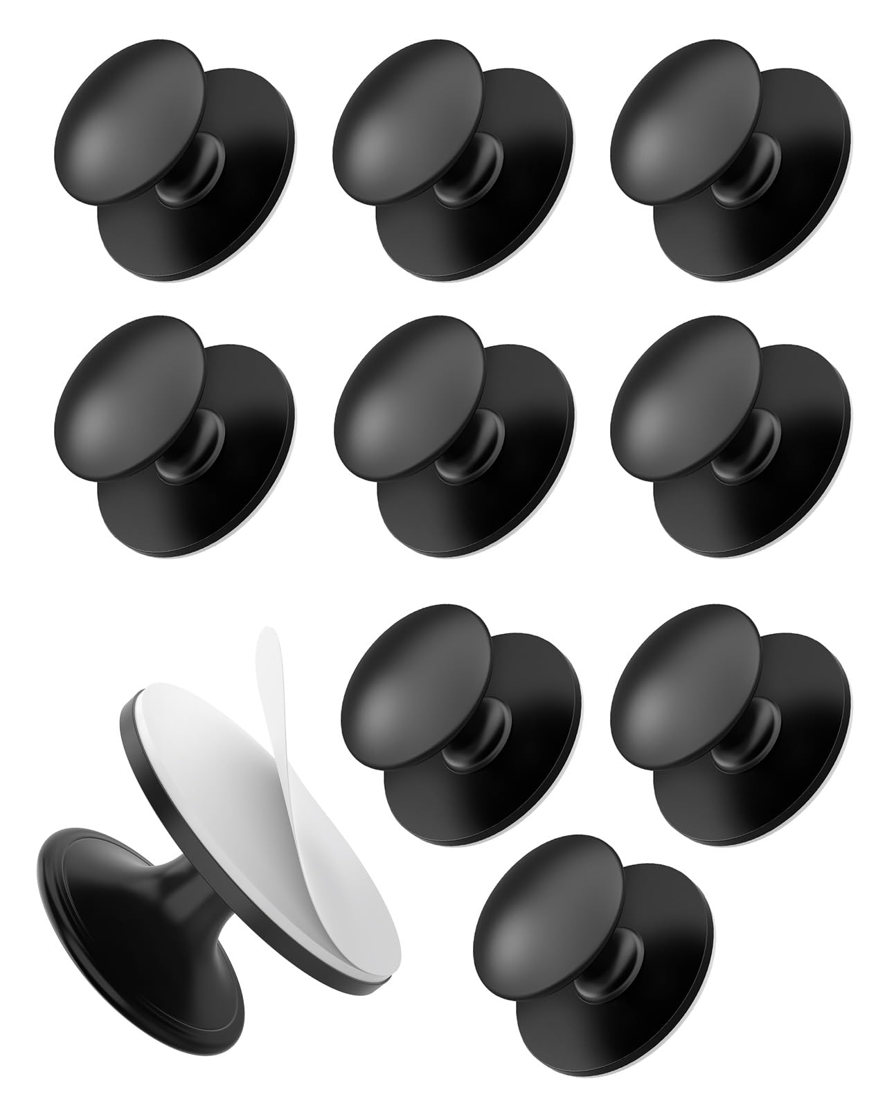 Anobeyi 10 Pack Self Adhesive Cabinet Knob, No Drilling Self Stick Drawer Knobs, Stick-on Kitchen Cabinet Stainless Steel Handle Pull for Window,
