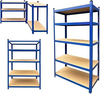 YouseaHome 5 Tier Heavy Duty Shelving for Storage, Boltless Shelving Unit, Adjustable Free Standing Shelves,875kg Capacity,for Greenhouse Garage Utility Home Storage Rack, Blue, 180cm X 90cm X 40cm
