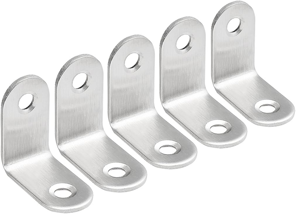 uxcell Stainless Steel Shelves Corner Brace 30mmx30mmx16mm, Joint L Shape Right Angle Corner Fastener Joints Support Bracket, Pack of 5