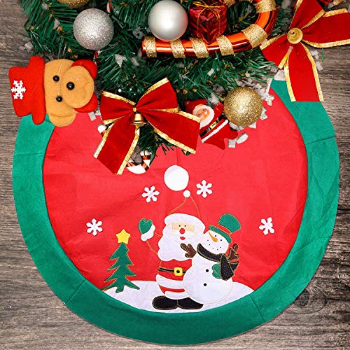 Zogin 100cm 39.5" Falda de decoración para árbol de Navidad - decoración de Papá Noel & muñeco de Nieve (Rojo y Verde)
