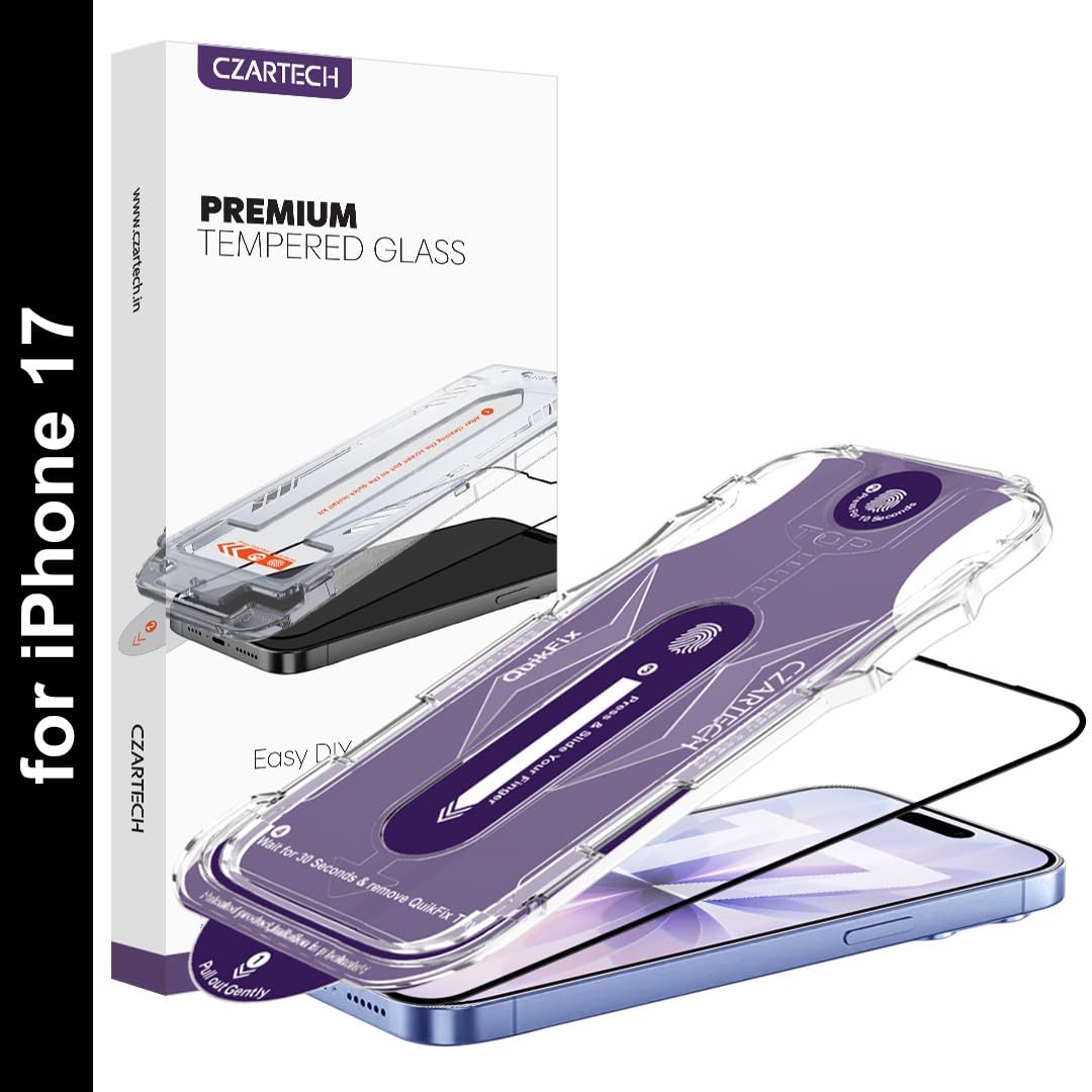 CZARTECH [Auto Align] Tempered Glass For iPhone 17 Screen Protector Edge to Edge Full Protection HD glass with Quik Fix Application | Bubble & Dust Free | Scratch Resistant | Military Grade Protection.-image-24
