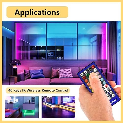 Miniatura 7 de Controlador RGBW con control remoto IR de 40 teclas, controlador LED para tira LED RGBW SMD 5050 2835 de 5 pines (12V - 24V.)