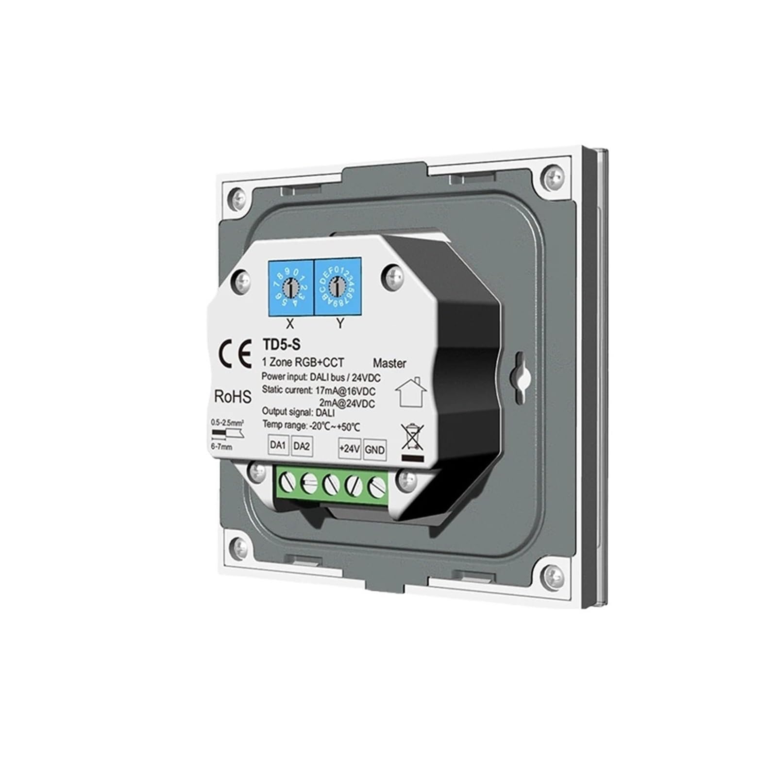 Controlador regulador de intensidad LED DT6 DT8 Pantalla táctil de cristal maestro montada en la pared 4 modos de control Botón táctil maestro con indicador LED(DIM TD1-S(B))