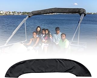 Bimini Top Cover 600D Bimini Top Storage Boot Waterproof Bimini top Boot Cover Durable Marine Grade Pontoon Bimini Top Replacement Canvas Suitable for 3-4 Bows Bimini Tops (Black(4BOW 91"-103" W))