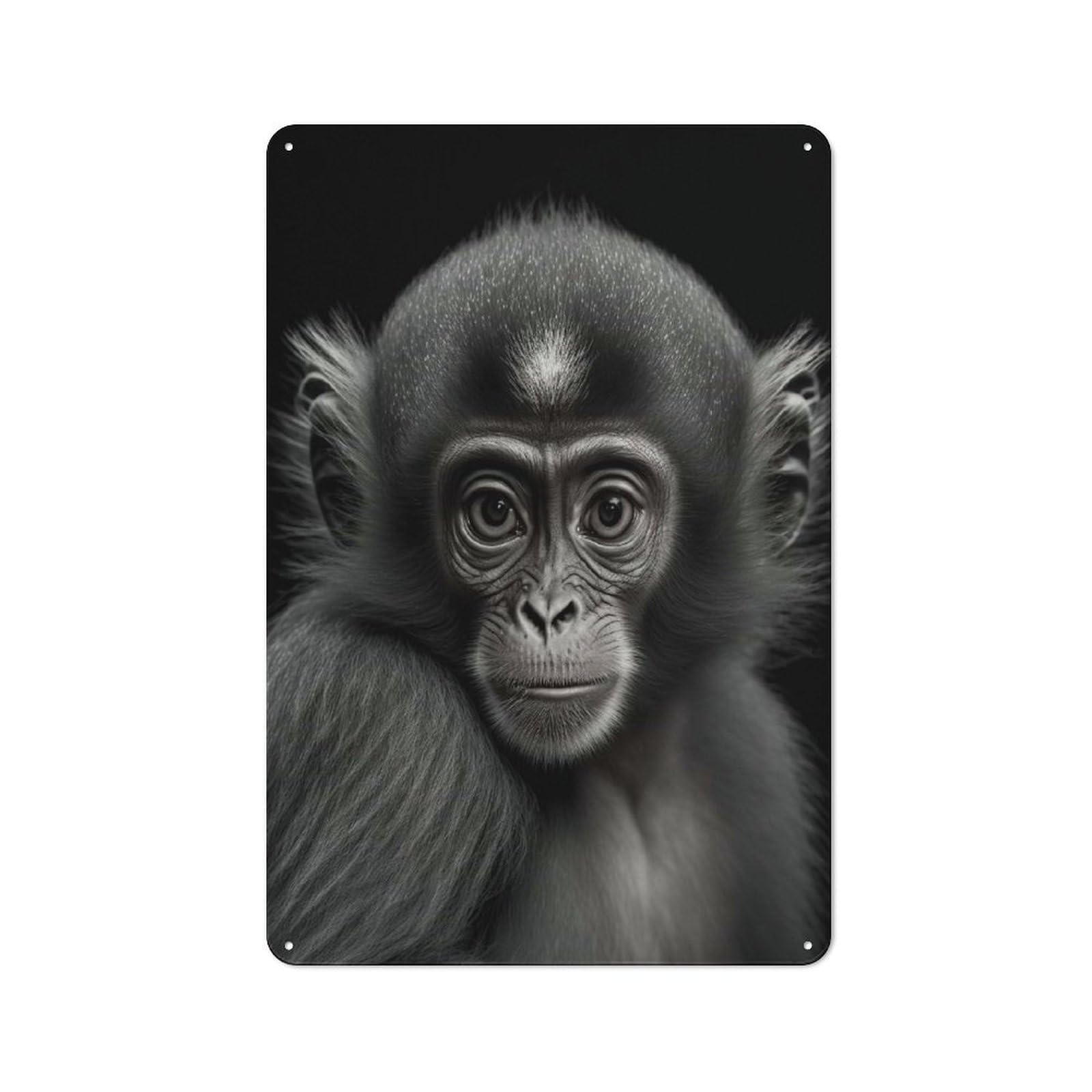 Junmoney Style-21 Metal Plaque 30X20cm With Portrait Of A Monkey For Pub Or Café, Vintage Decor, For Metal Sign Collectors, For Vintage Wall Decor Fans
