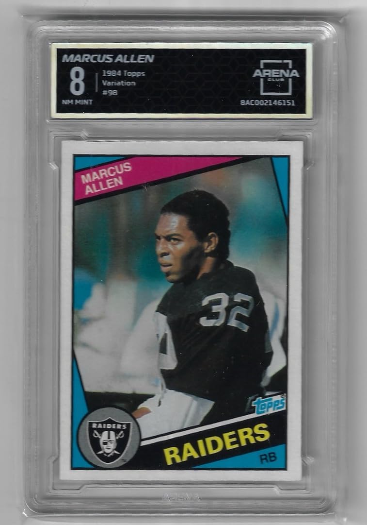 Marcus Allen Arena Club Graded 8 NM Mint Variation Collectible Football Card - 1984 Topps Football Card #98 (Raiders)