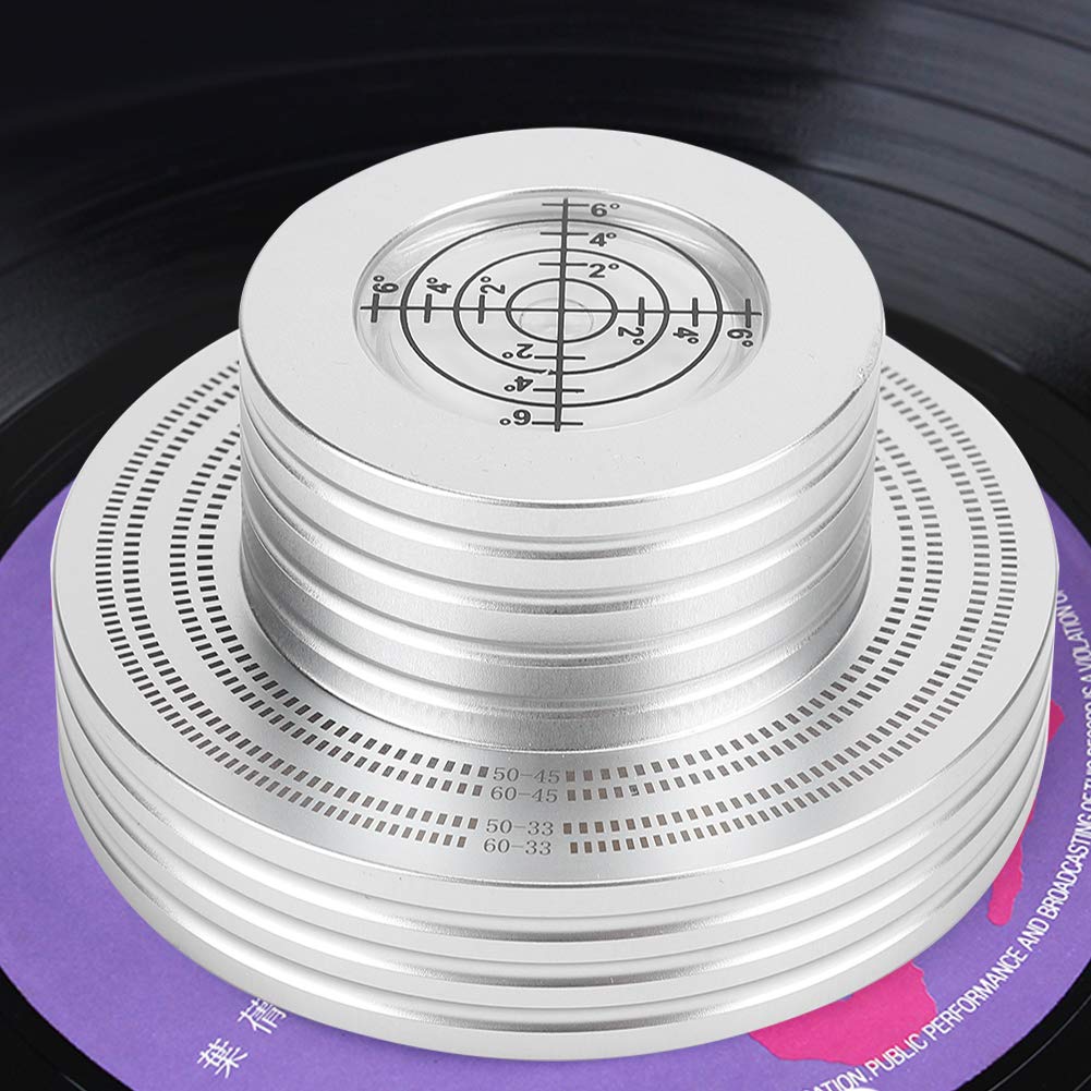 LP - Stabilizzatore di peso per dischi girevoli, morsetto a disco con gradiente ad alta precisione, stabilizzatore in alluminio per dischi a 33 giri/min, base morbida per ridurre le vibrazioni e