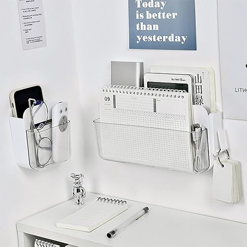 Miniatura 3 de Fdit Estante de almacenamiento de pared, soporte de pared transparente para control remoto, carga de teléfono móvil, papelería, almacenamiento de
