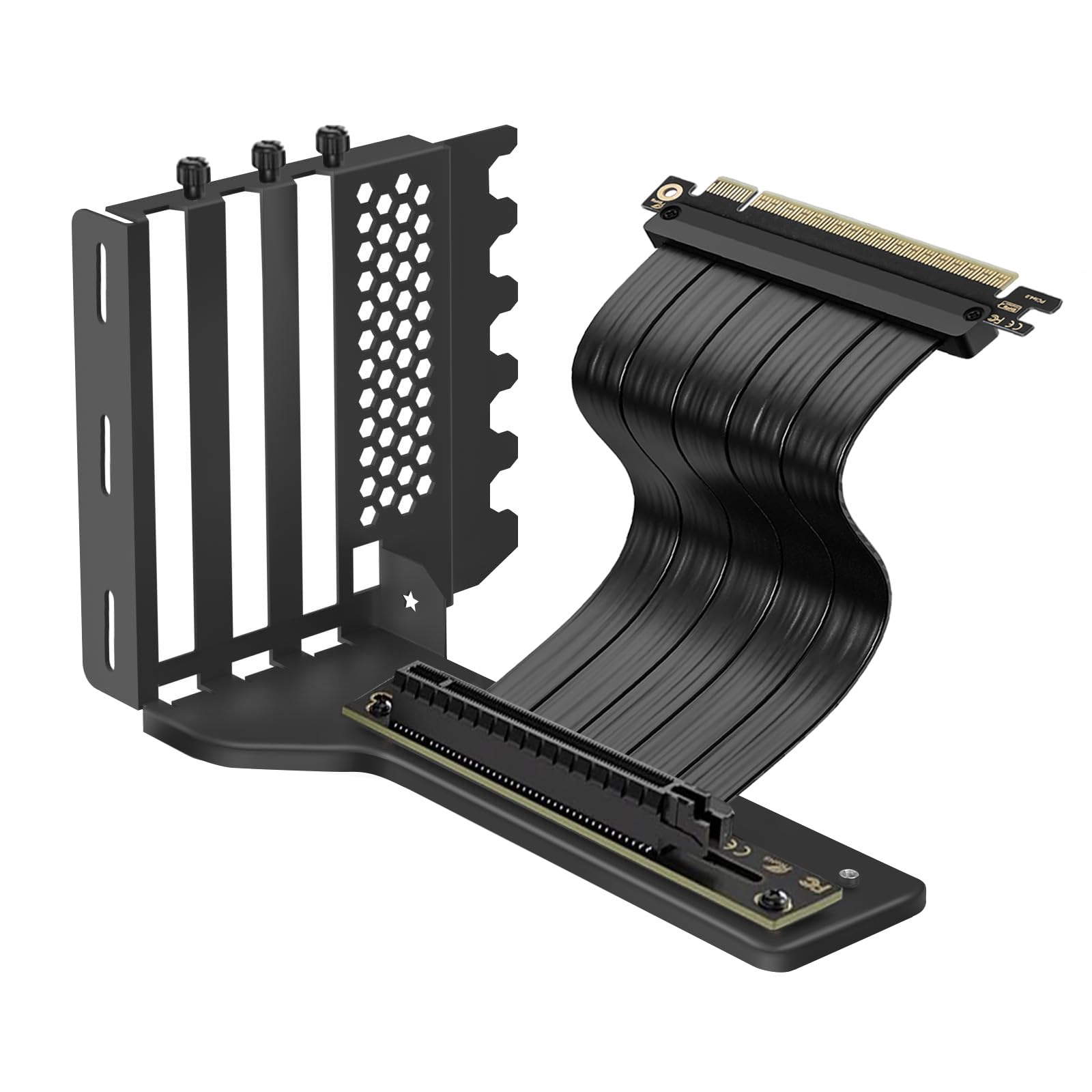 Staffa di supporto GPU con cavo riser PCIe 4.0 da 200 mm per supporto verticale GPU (nero)