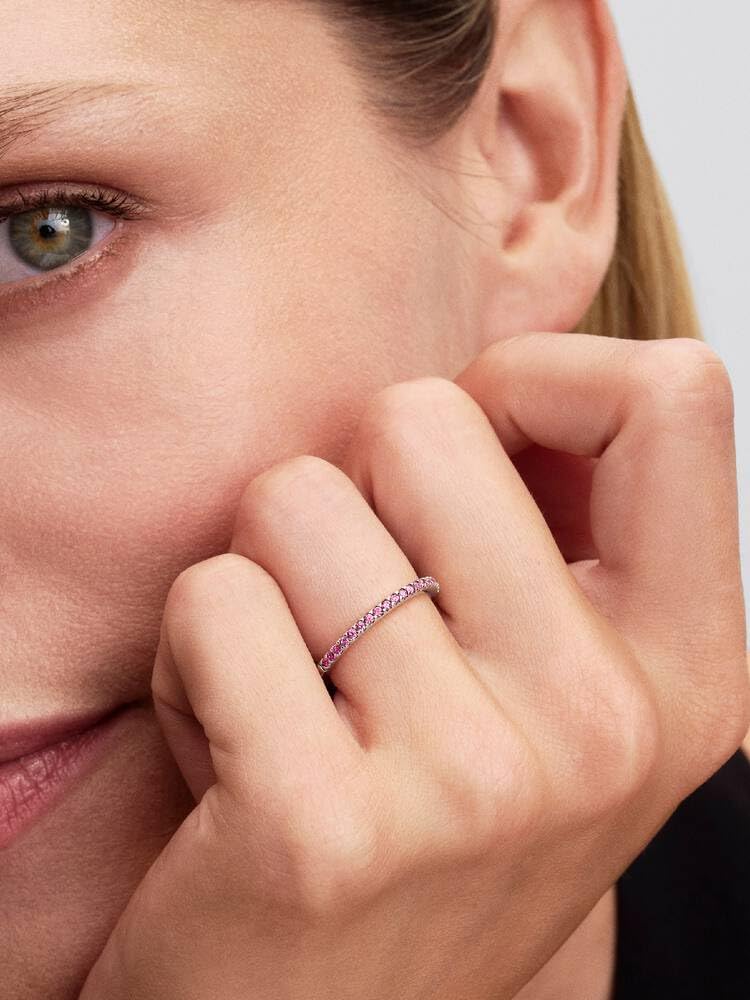 PANDORA Anillo para mujer Plata Brillante Rosa Banda 192999C02