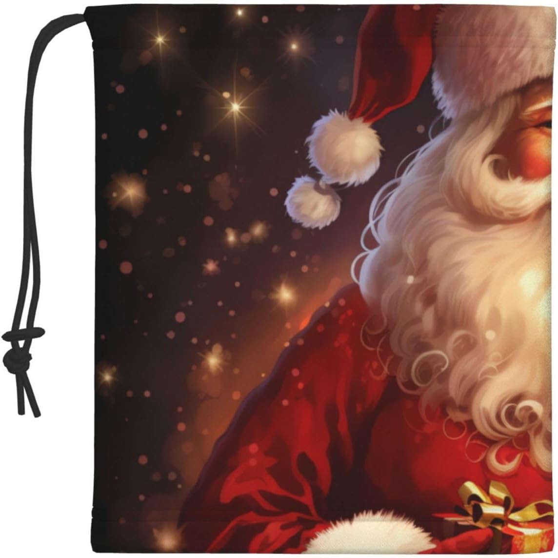 Neck Warmer Winter, Merry Christmas Santa Claus Print For Cold Weather Winter Face Mask,Thick Warm Neck Gaiter Face Scarf,For Men Women Skiing Cycling - With Rope