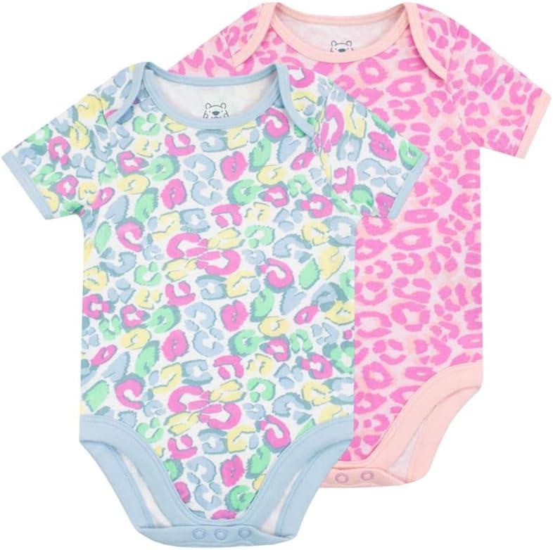 Harry Bear Baby Girls Leopard Print Bodysuits 2 Pack
