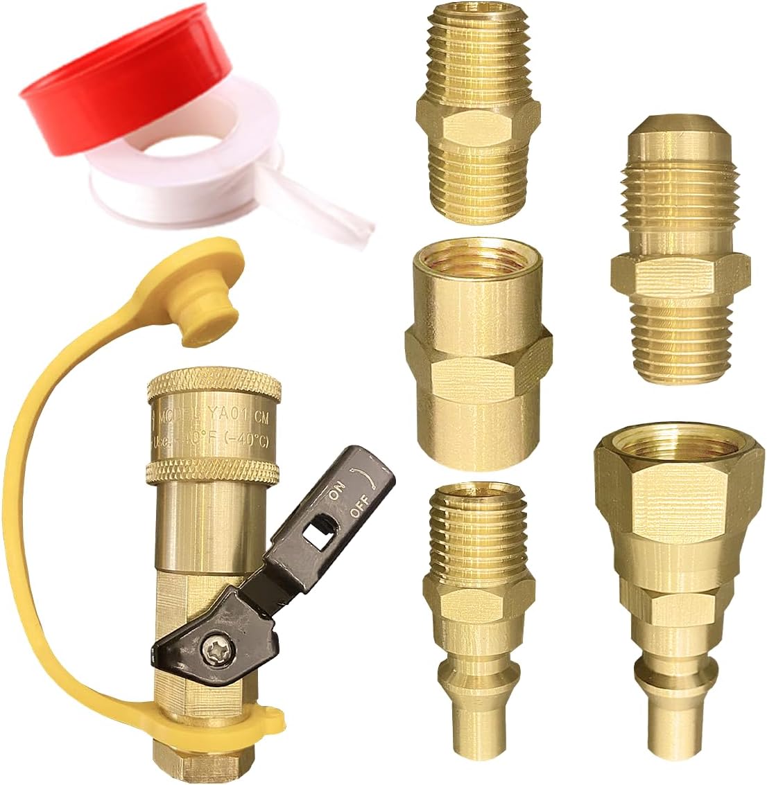 7-Piece Propane Quick Connect Fittings Kit with Shutoff Valve