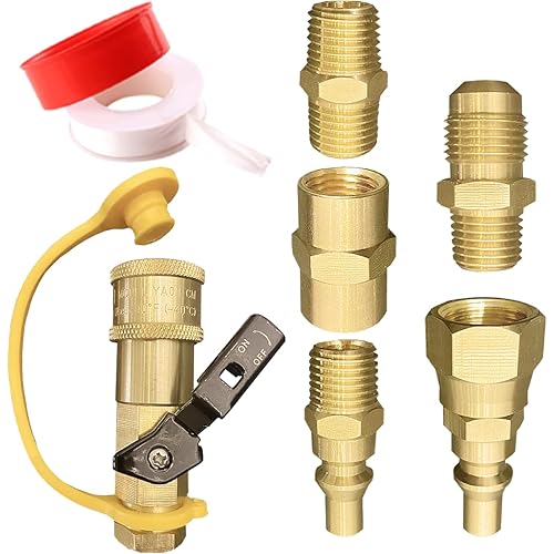 7pcs Propane Quick Connect Fittings Adapter for Propane Hose Propane Quick Connect for RV to Grill or Cooking RV Propane Quick Connect Fittings with 3/8" Flare x 1/4" NPT Male Pipe