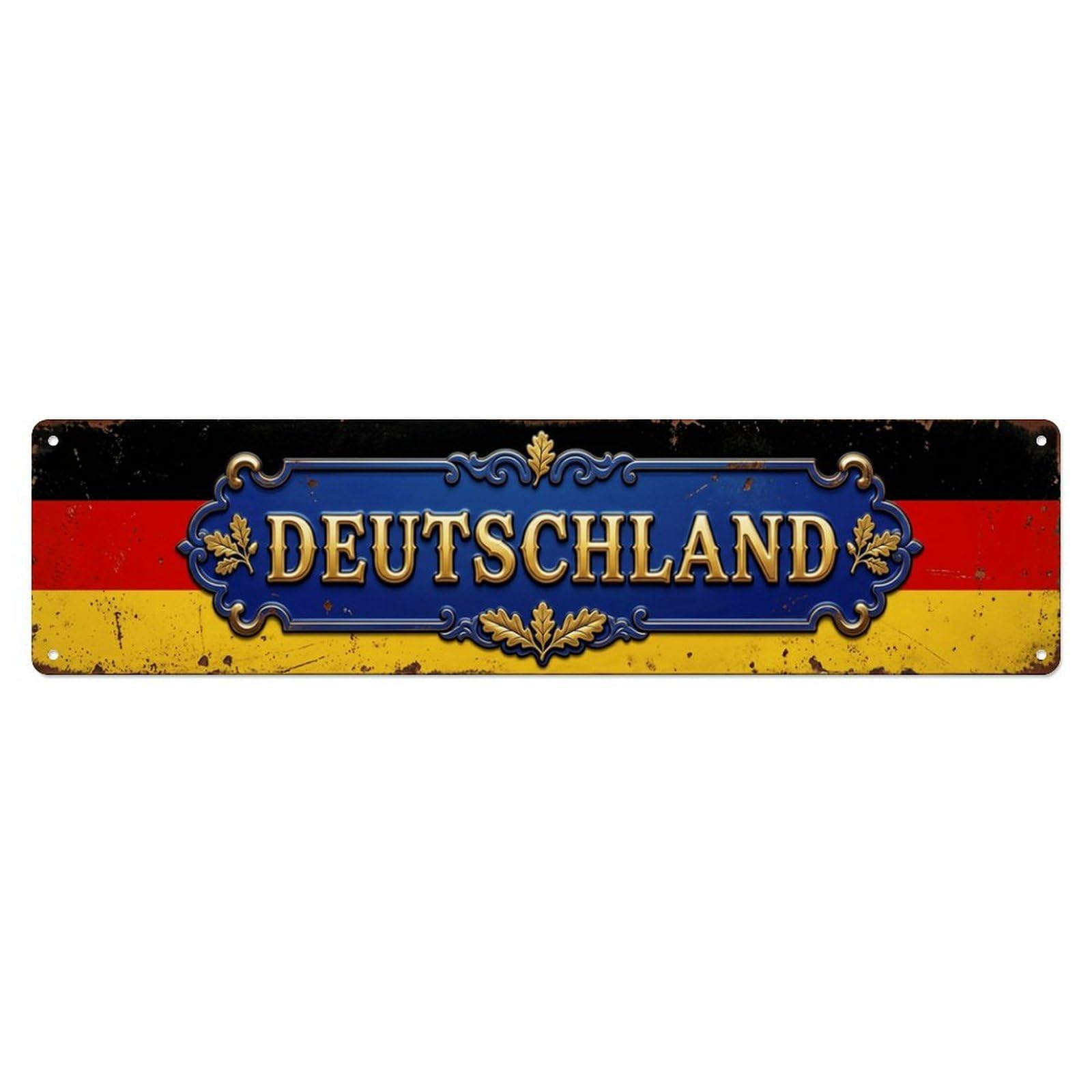 German Flag Decorative Heritage Metal Tin Skinny Sign Plaque Wall Decor for Cafe, Club Bar, Office, Home Garden Metal Poster 4x16Inch