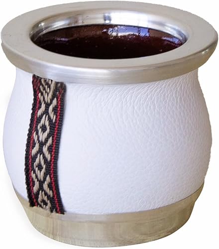 Miniatura 2 de Taza de yerba mate prémium (calabaza mate) - Taza de té de cerámica hecha a mano - Cuero marrón envuelto hecho a mano en Uruguay - Mate Tiny -