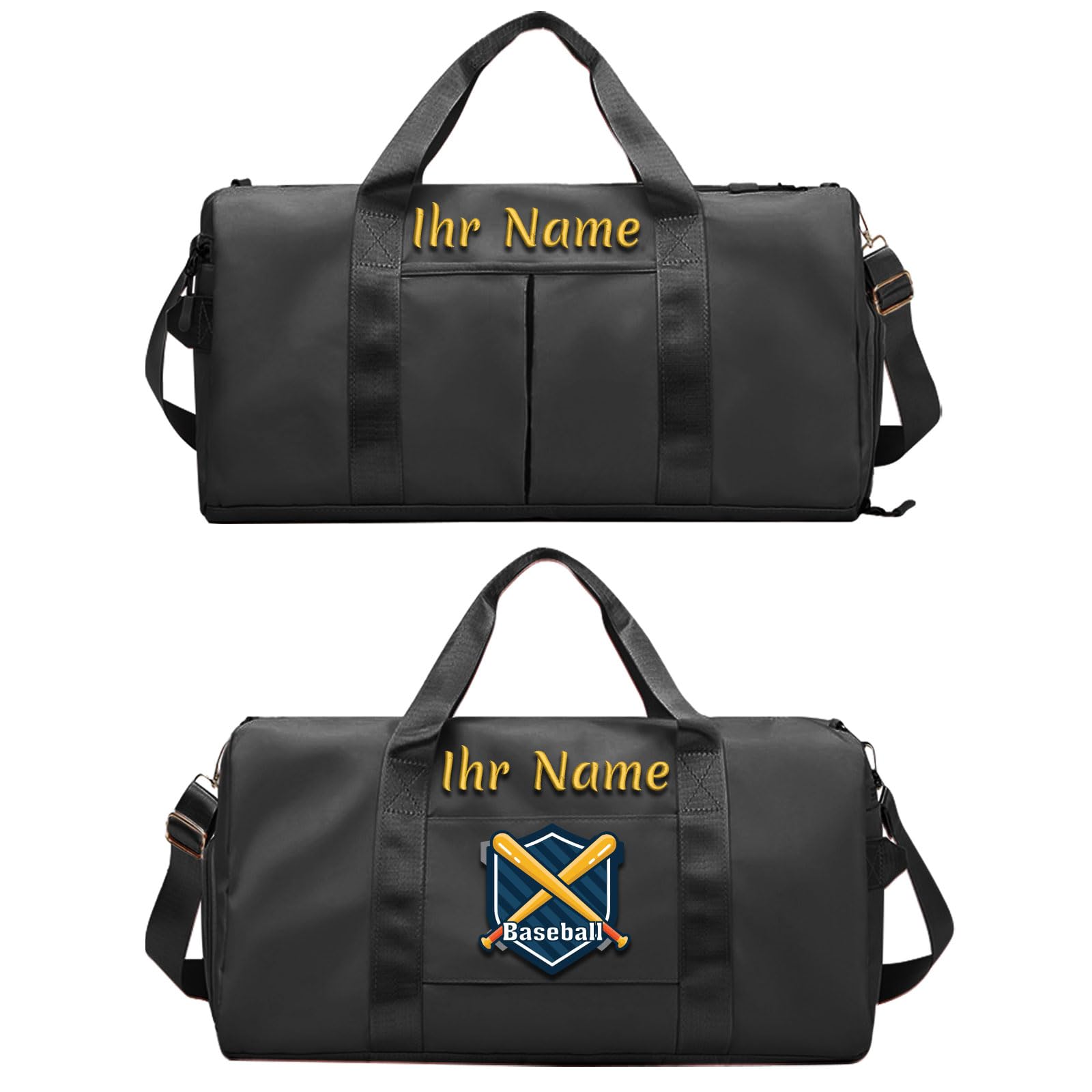 Custom Embroidered Gym Duffel Bag - Personalized Sports & Travel Overnight Bag with Waterproof Shoe Compartment, Wet/Dry Pockets, Adjustable Strap - Gift for Travel and Sports Lovers