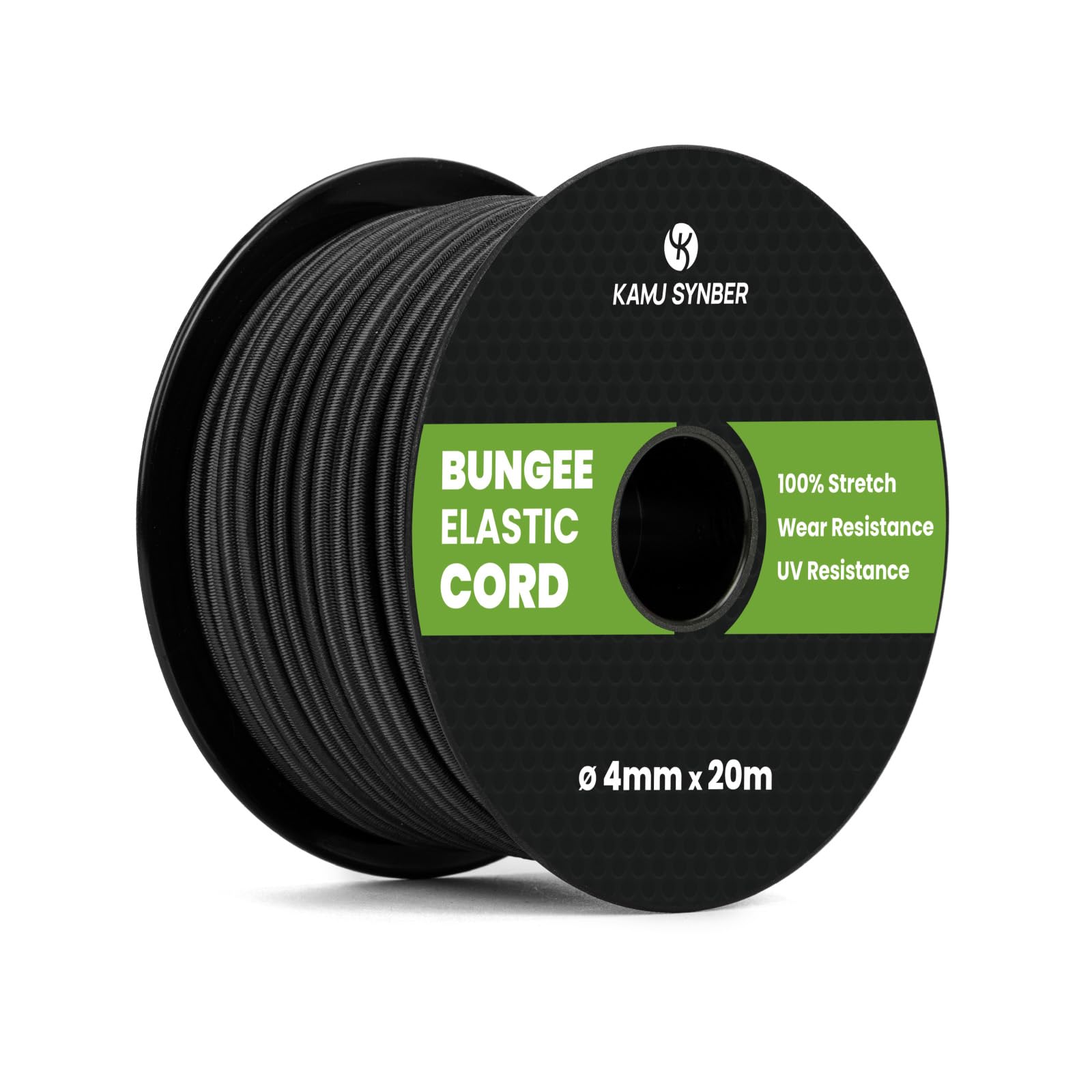 Kamu Synber Bungee Cord 4mm x 20m Elastic Shock Cord Bungee Rope for Tarpaulin Kayak, Tie Down, Camping, Black - Image 2