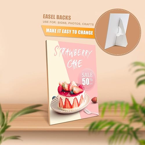 Vista 29 de Lineco Paquete de 25 carteles de caballete de cartón de 9 pulgadas, soporte de caballete autoadhesivo, lienzo, fotografías, folletos, carteles