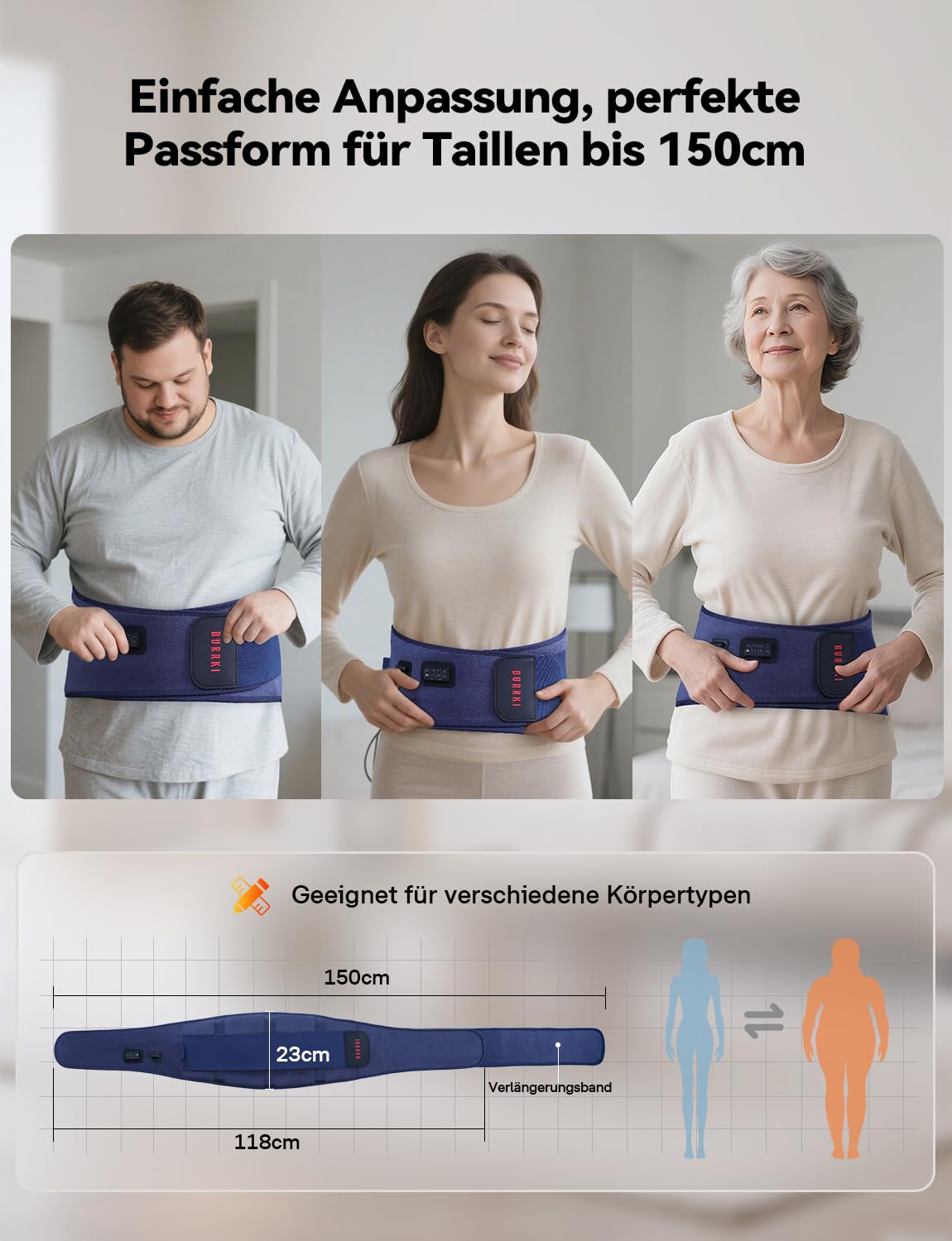 Cinturón térmico para espalda con función de masaje, almohadilla térmica con 3 niveles de calor y 5 programas de masaje, apagado automático, para espalda, lomo y abdomen, regalo para mamá, papá