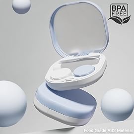 Vastsoon Contact Lens Case, Portable Contact Case with Contact Lens Applicator Tool and 3pcs Extra Solution Soaking Cases for Daily Vision Care and Outdoor Use, Travel Size (Blue)