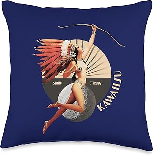 Kawaiisu Tribe Kawaiisu 1920's Art Deco Indian Moon Pin Up Girl Retro Throw Pillow, 16x16, Multicolor