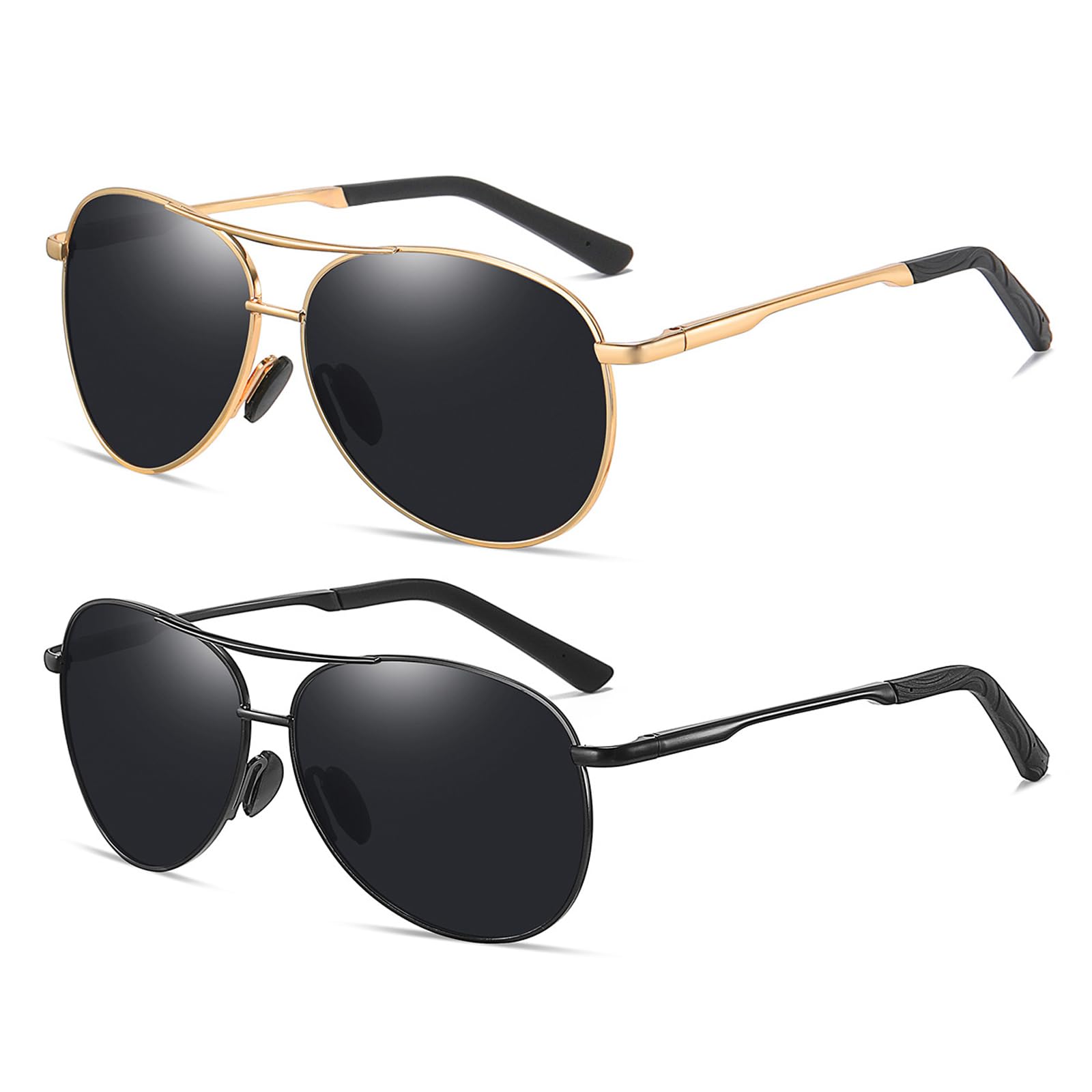 JSTHHTT 2 Pares Gafas de Sol Polarizadas Hombre Mujer, Pilot Gafas, Gafas de Sol Mujer, Gafas de Sol Hombre Polarizadas, Protecci贸n UV400, para hombre Conducir Running Pesca Viajes