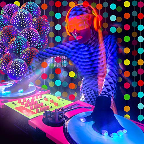 50 Pieces Neon Glow Balloons Glow In The Dark Supplies For Glow Neon Party, 12 Inch Blacklight Polka Dots Latex Balloons And 157 Inch Neon Paper Circle Dots Garland (Transparent, Fresh Style) #TOP1