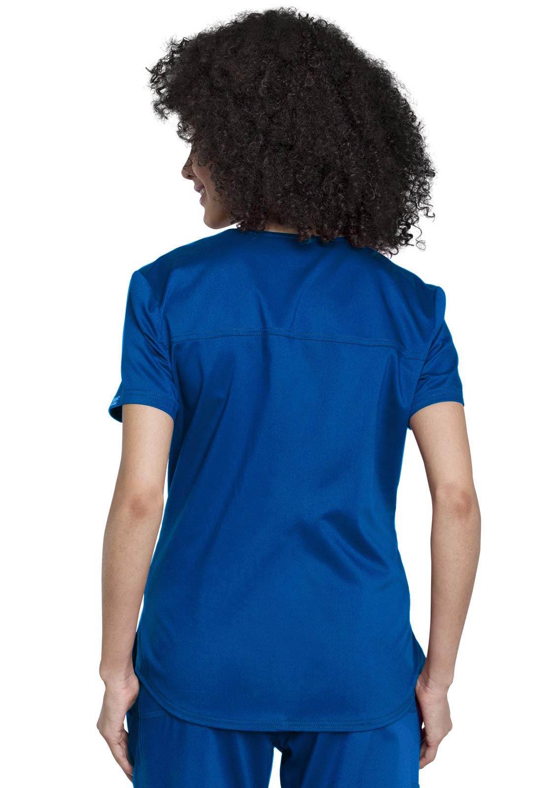 Cherokee Conjunto de uniforme médico para mujer con cuello en V, WW657 con pantalón médico de tiro medio y pierna cónica con cordón, WW105, azul rey - L parte superior / pantalón alto L