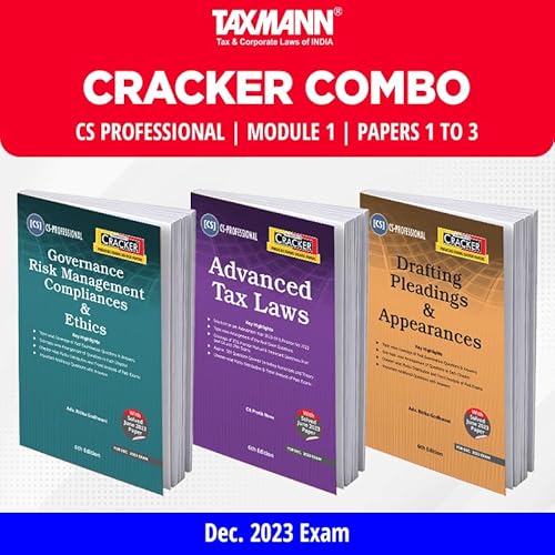 Taxmann's CRACKER COMBO | CS Professional | December 2023 Exam – Module 1 | Papers 1 to 3 | CRACKER Series | GRMCE, Tax/ATL and Drafting/DPA | July 2023 Edition | Set of 3 Books