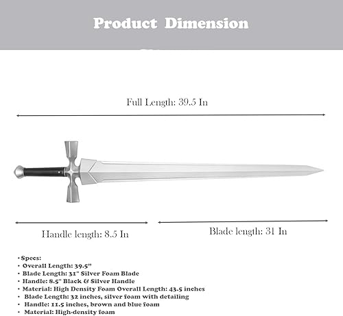 Miniatura 2 de Espada coleccionable de espuma de alta densidad de Fantasy Wil's Legacy de 39.5 pulgadas para cosplay y exhibición de Halloween