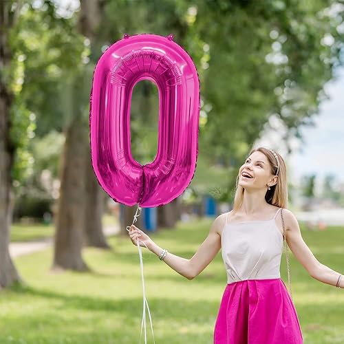 Miniatura 5 de Globo rosa de 40 pulgadas, globo del número 6, globo de número de cumpleaños, globos rosas grandes de aluminio, fiesta de cumpleaños, graduación,