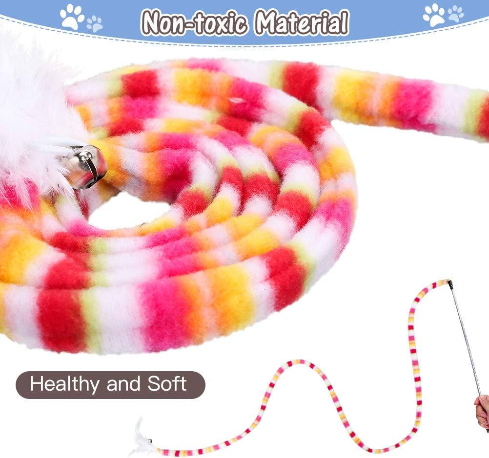 BINGPET Interactive Cat Feather Toys Cat Wand 3 Pack - Jungle Cat Teaser Toys with Feathers for Indoor Kitties