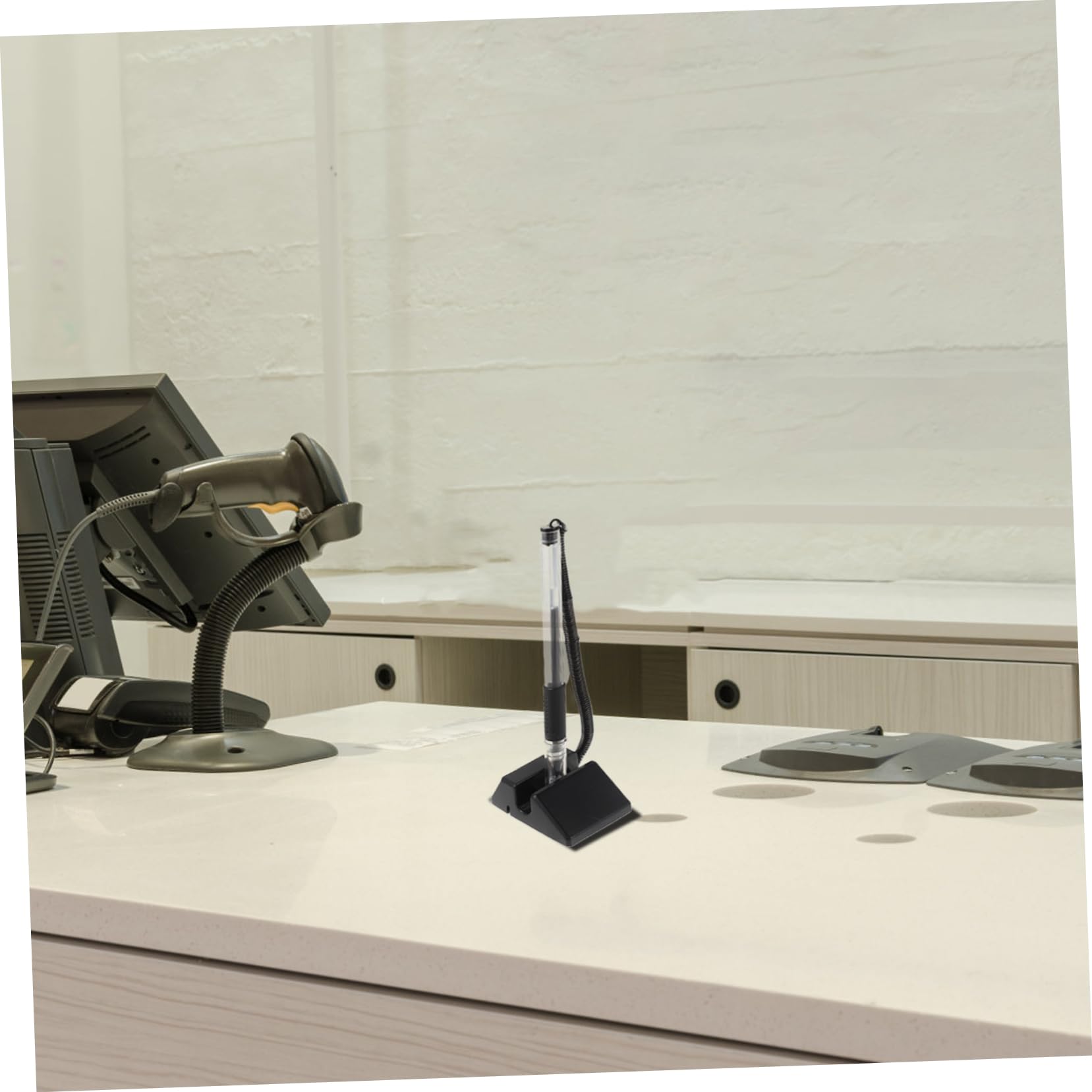 Ciieeo 10pièces Stylos De Bureau Autocollants Noirs De Stylos à Bille Avec Base De Support Écriture Fluide Et Pratique Pour Réception Et Bureau
