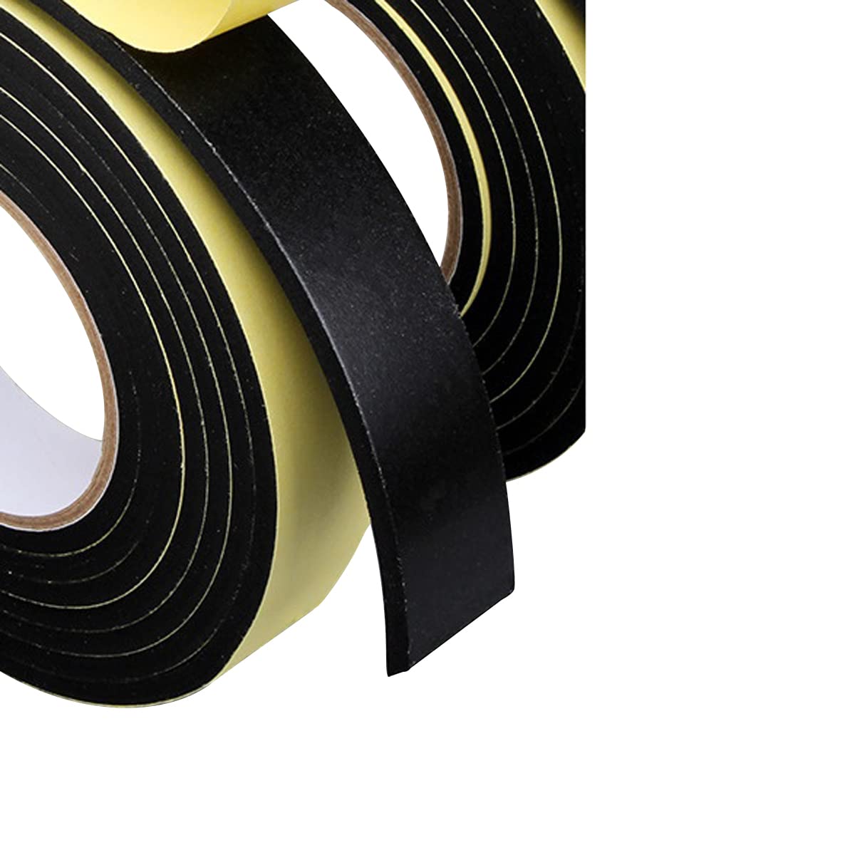 Unifizz Lot de 2 rouleaux de ruban adhésif simple face en mousse - 6 mm d'épaisseur - 5 m de long - 25 mm de large - Pour isolation de fenêtre et de porte - Noir