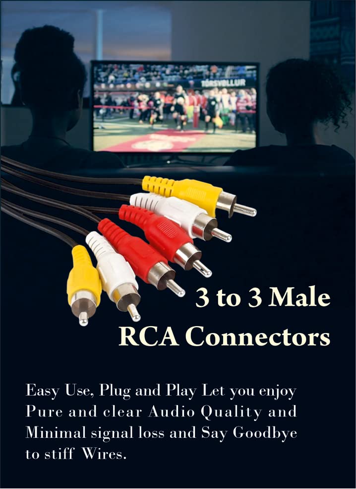 LRIPL RCA Cable Male to Male Audio Video AV Cable for HDTV LCD LED TV Set Top Box & Home Theater Studio, Sound Bar, MPEG-4 Box Black 4 61MFP3eoFPL