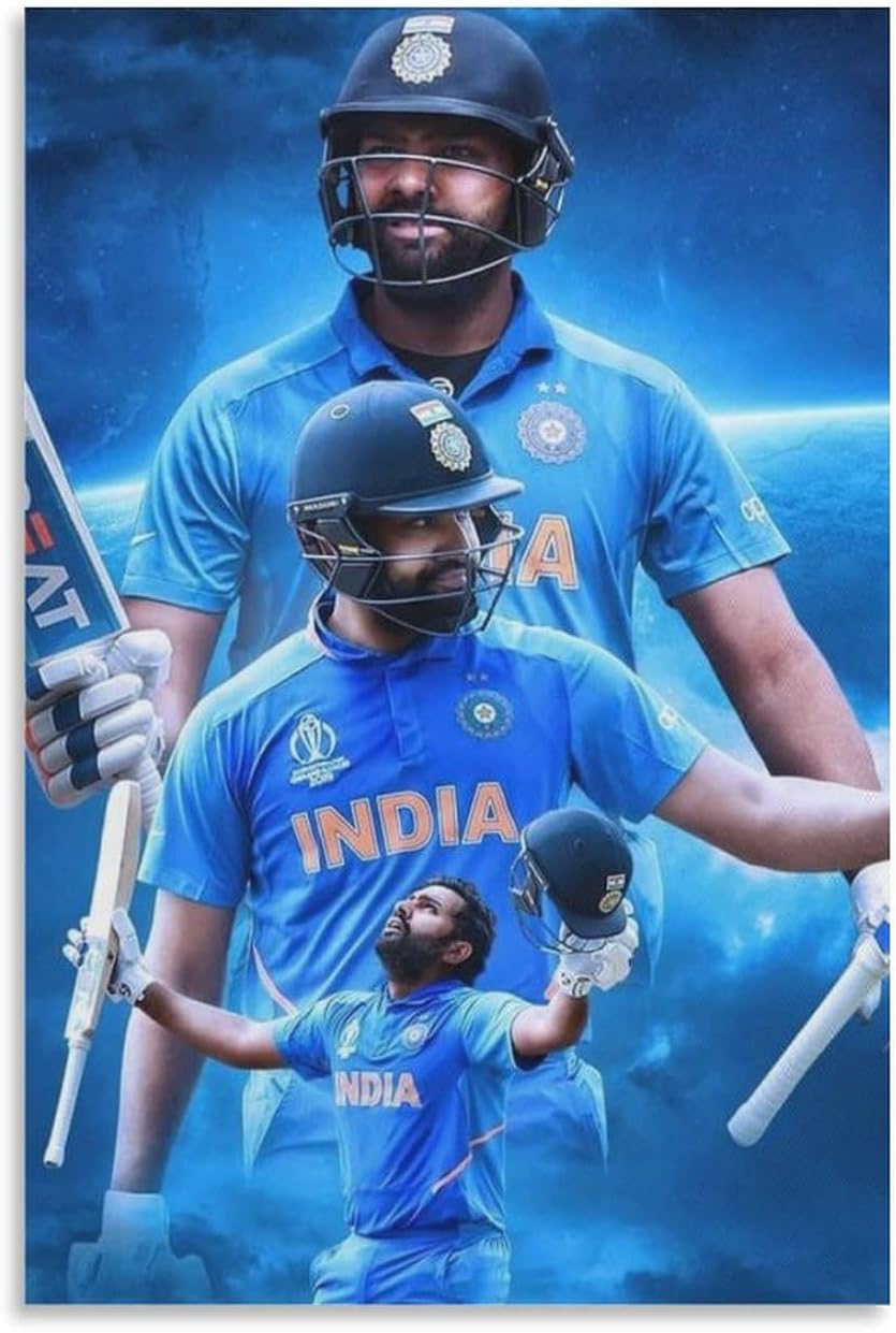 CHENGSHU International Cricket Player Rohit Sharma Hot Poster Picture Print Canvas Poster Wall Paint Art Posters Decor Modern Home Artworks Gift Idea 16x24inch(40x60cm), Unframe-style