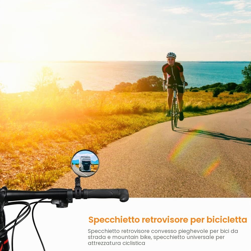 Flintronic Specchietto Retrovisore per Bicicletta, 2 Pezzi 360 ° Ruotabile Regolabile Grandangolare, Accessori per Tutte le Bici, Moto(15-30 mm)