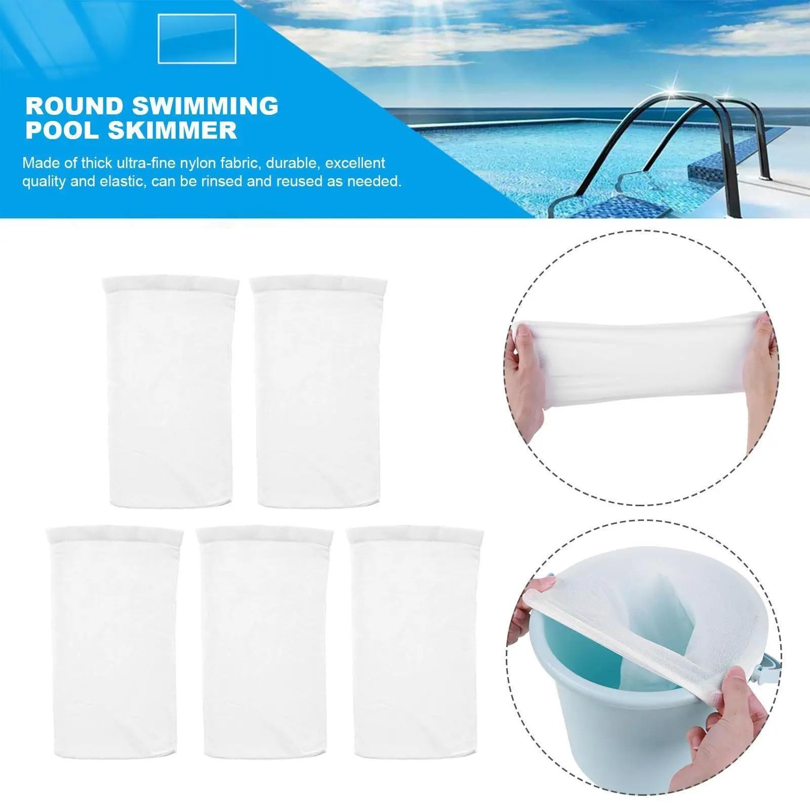 Kit d'entretien aspirateur Piscine Chaussettes d'écumoire de Piscine Filtre à débris de Feuilles Filtre à Mailles en Nylon pour réservoirs de Stockage d'eau Domestique(20 Loading)