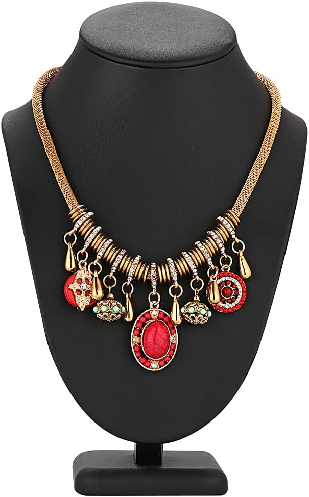 Polmart Modern Necklace Display Bust (Black Leatherette, 10 ¼”H)