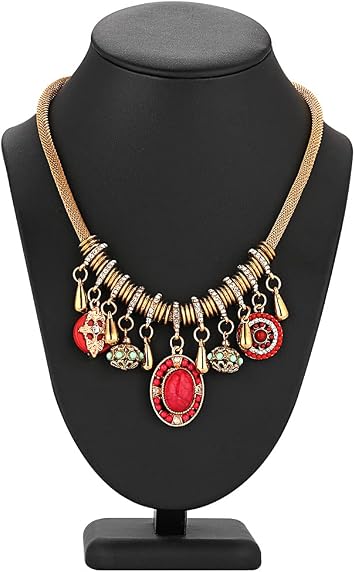 Polmart Modern Necklace Display Bust Black Leatherette, 10 14H