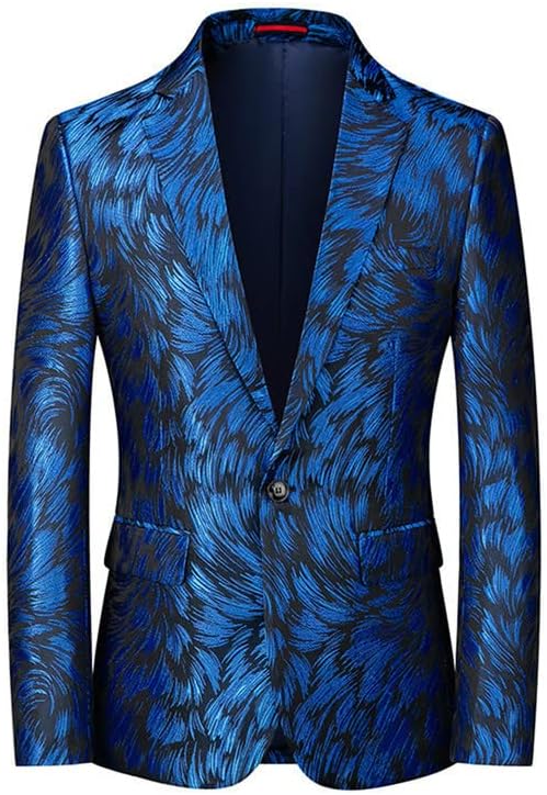 Men's Fashion Blazers Colorful Leopard Print Tuxedo 1 Button Slim Fit Shiny Dress Suit Jackets for Prom Party