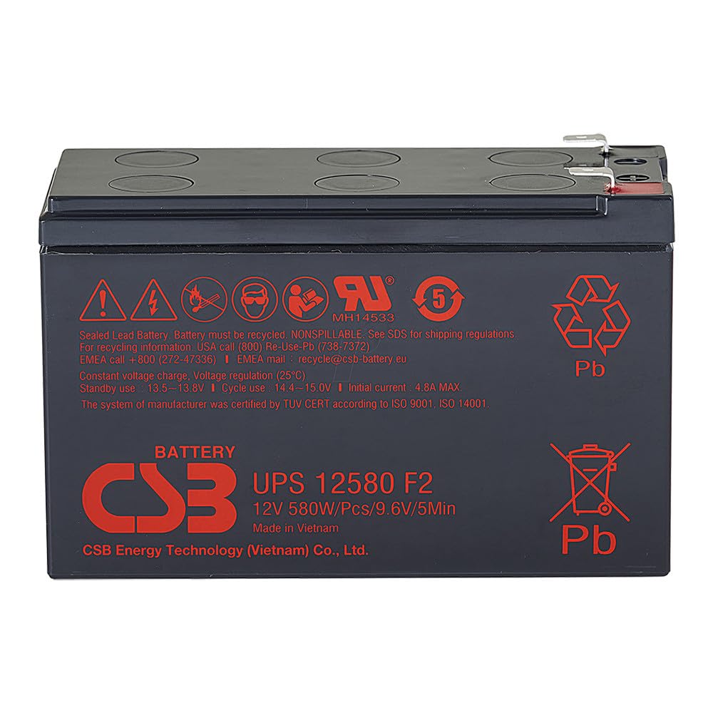 CSB UPS12580 F2 AGM - Batería de plomo (12 V, 9,4 Ah, 580 W)