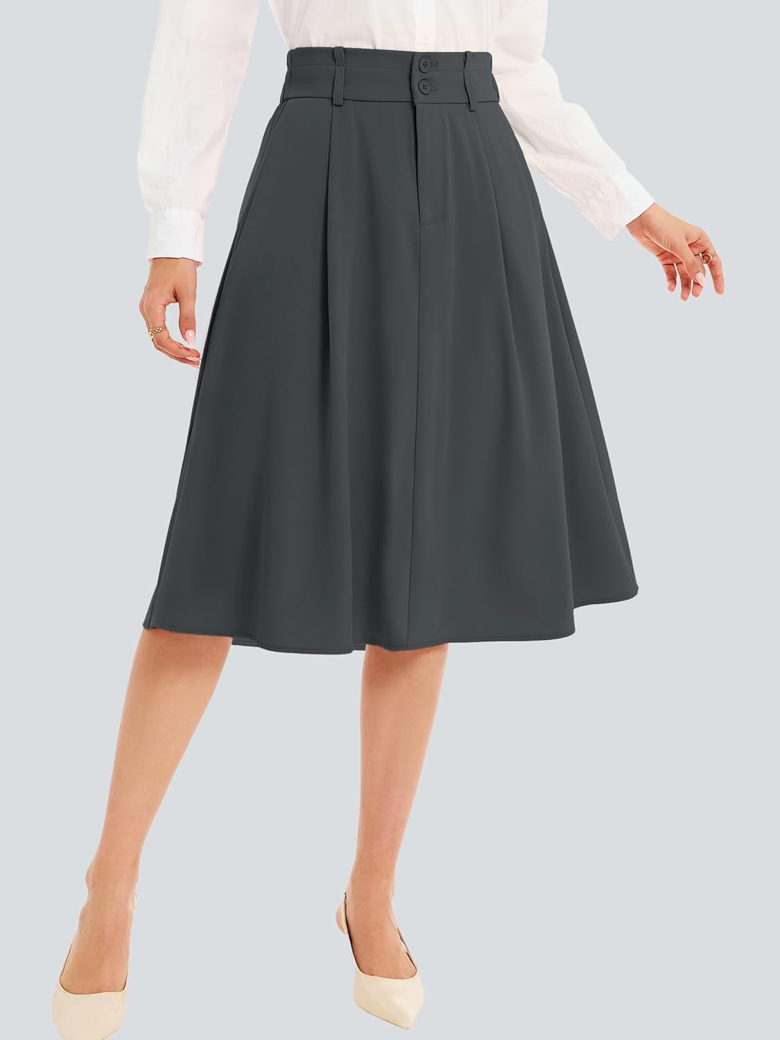 Casly Lamiit Skirts for Women A Line Midi Skirts Business Casual Skirt High Waist Skirt - Image 4