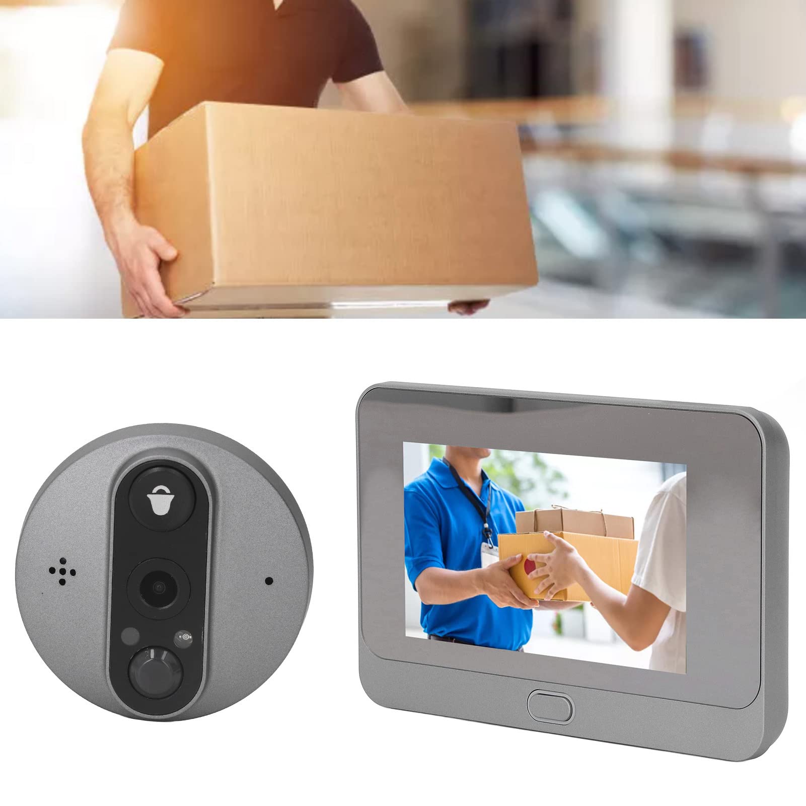 Visualizzatore Spioncino Digitale, 4,3 Pollici HD Visione Notturna LCD Angolo di Visione A 160° Telecamera Campanello Intelligente, Collegamento WiFi per Case Appartamenti Ufficio